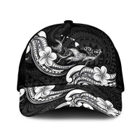 Hawaiian Manta Rays Classic Cap Tribal Hibiscus Polynesian Tattoos Black Color - Polynesian Pride