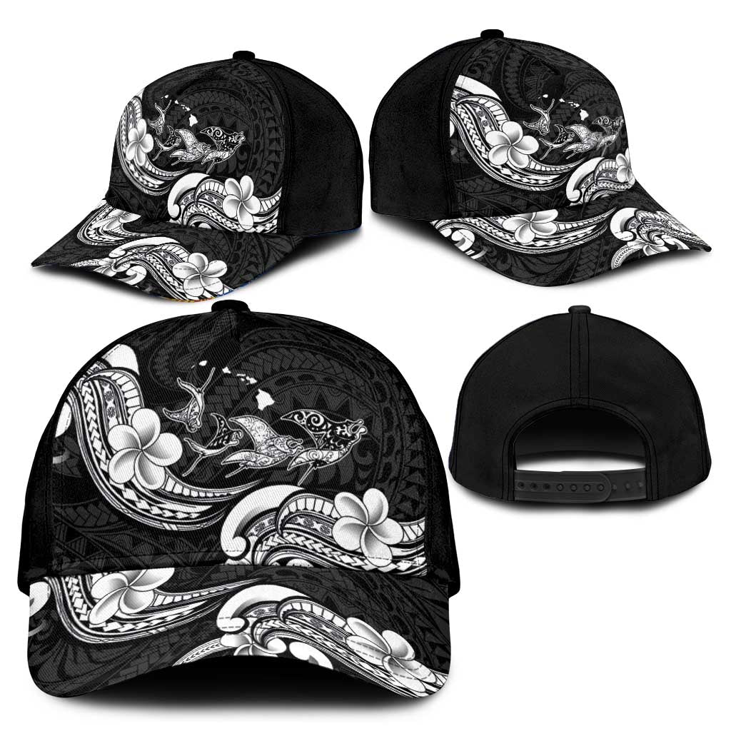 Hawaiian Manta Rays Classic Cap Tribal Hibiscus Polynesian Tattoos Black Color - Polynesian Pride