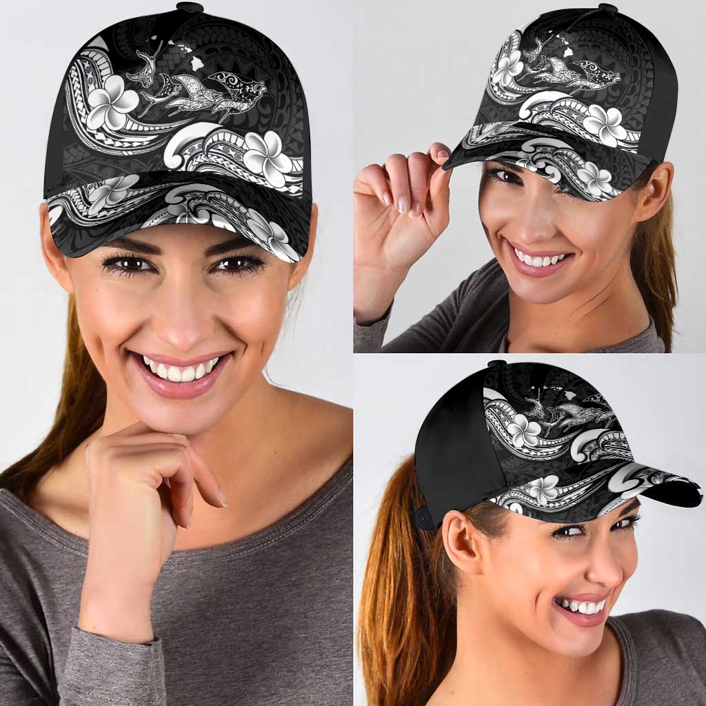 Hawaiian Manta Rays Classic Cap Tribal Hibiscus Polynesian Tattoos Black Color - Polynesian Pride