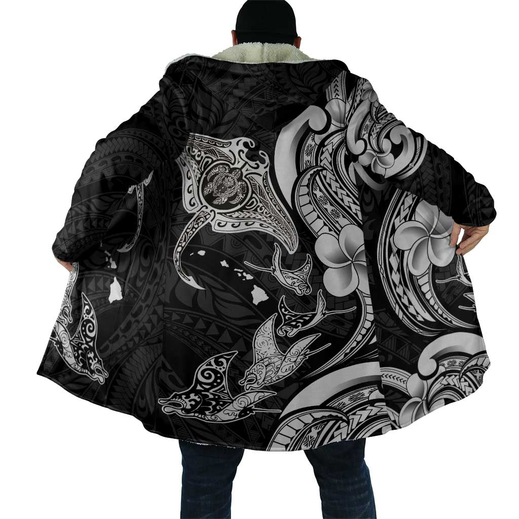 Hawaiian Manta Rays Cloak Tribal Hibiscus Polynesian Tattoos Black Color - Polynesian Pride