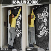 Hawaiian Manta Rays Door Cover Tribal Hibiscus Polynesian Tattoos Black Color - Polynesian Pride