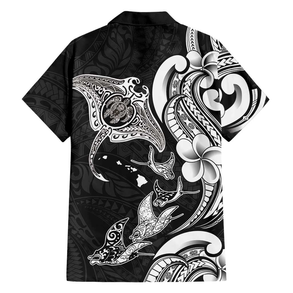 Hawaiian Manta Rays Family Matching Puletasi and Hawaiian Shirt Tribal Hibiscus Polynesian Tattoos Black Color LT03 - Polynesian Pride