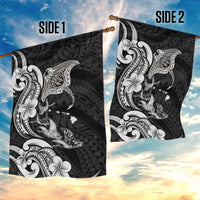 Hawaiian Manta Rays Garden Flag Tribal Hibiscus Polynesian Tattoos Black Color - Polynesian Pride