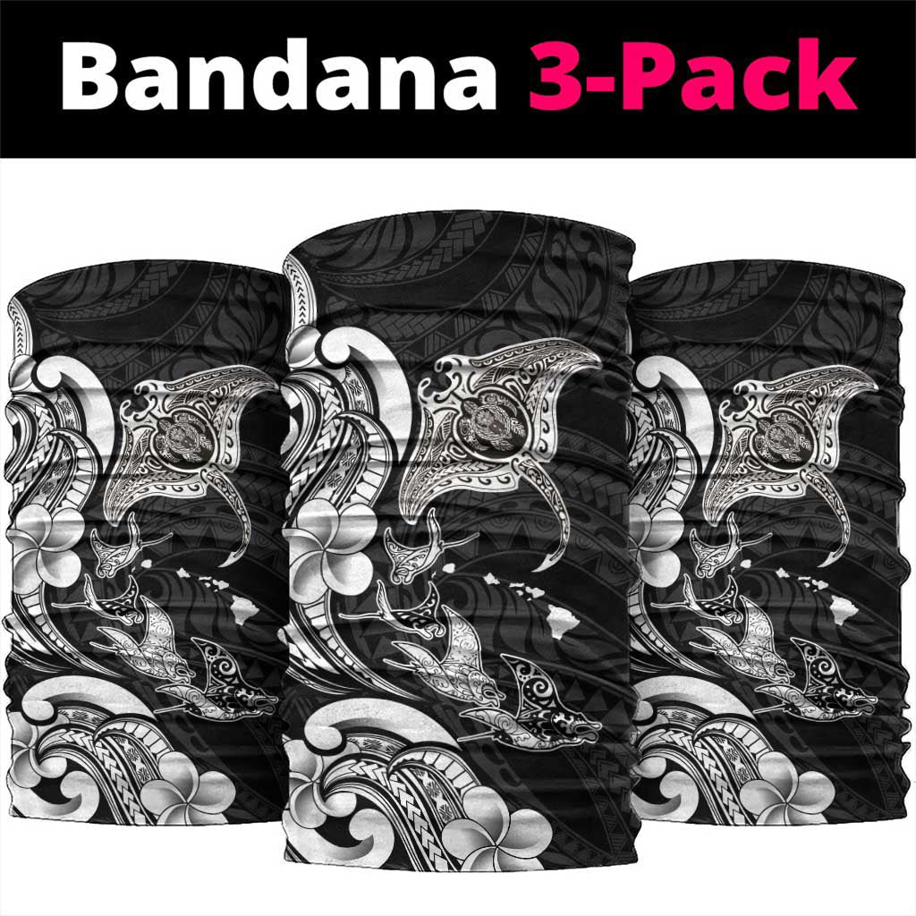 Hawaiian Manta Rays Neck Gaiter Tribal Hibiscus Polynesian Tattoos Black Color - Polynesian Pride
