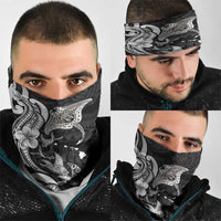 Hawaiian Manta Rays Neck Gaiter Tribal Hibiscus Polynesian Tattoos Black Color - Polynesian Pride