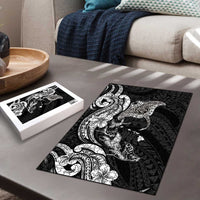 Hawaiian Manta Rays Puzzle Tribal Hibiscus Polynesian Tattoos Black Color - Polynesian Pride