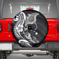 Hawaiian Manta Rays Spare Tire Cover Tribal Hibiscus Polynesian Tattoos Black Color - Polynesian Pride