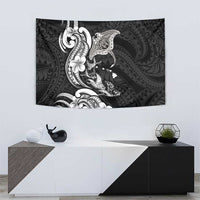 Hawaiian Manta Rays Tapestry Tribal Hibiscus Polynesian Tattoos Black Color - Polynesian Pride