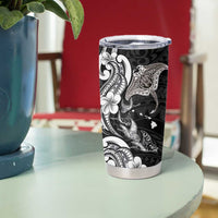 Hawaiian Manta Rays Tumbler Cup Tribal Hibiscus Polynesian Tattoos Black Color - Polynesian Pride