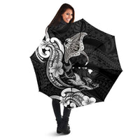 Hawaiian Manta Rays Umbrella Tribal Hibiscus Polynesian Tattoos Black Color - Polynesian Pride