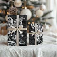 Hawaiian Manta Rays Wrapping Paper Tribal Hibiscus Polynesian Tattoos Black Color - Polynesian Pride