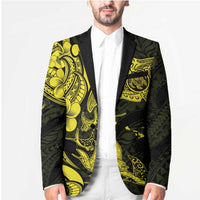 Hawaiian Manta Rays Blazer Tribal Hibiscus Polynesian Tattoos Yellow Color - Polynesian Pride