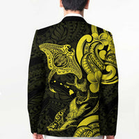 Hawaiian Manta Rays Blazer Tribal Hibiscus Polynesian Tattoos Yellow Color - Polynesian Pride