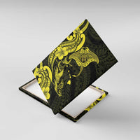 Hawaiian Manta Rays Canvas Wall Art Tribal Hibiscus Polynesian Tattoos Yellow Color - Polynesian Pride