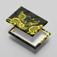 Hawaiian Manta Rays Canvas Wall Art Tribal Hibiscus Polynesian Tattoos Yellow Color - Polynesian Pride