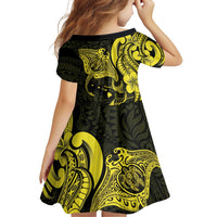 Hawaiian Manta Rays Family Matching Puletasi and Hawaiian Shirt Tribal Hibiscus Polynesian Tattoos Yellow Color LT03 - Polynesian Pride