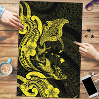 Hawaiian Manta Rays Puzzle Tribal Hibiscus Polynesian Tattoos Yellow Color - Polynesian Pride