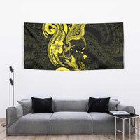 Hawaiian Manta Rays Tapestry Tribal Hibiscus Polynesian Tattoos Yellow Color - Polynesian Pride