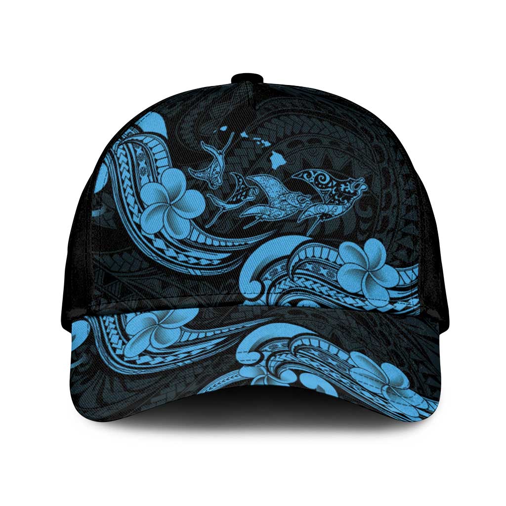 Hawaiian Manta Rays Classic Cap Tribal Hibiscus Polynesian Tattoos Blue Color - Polynesian Pride