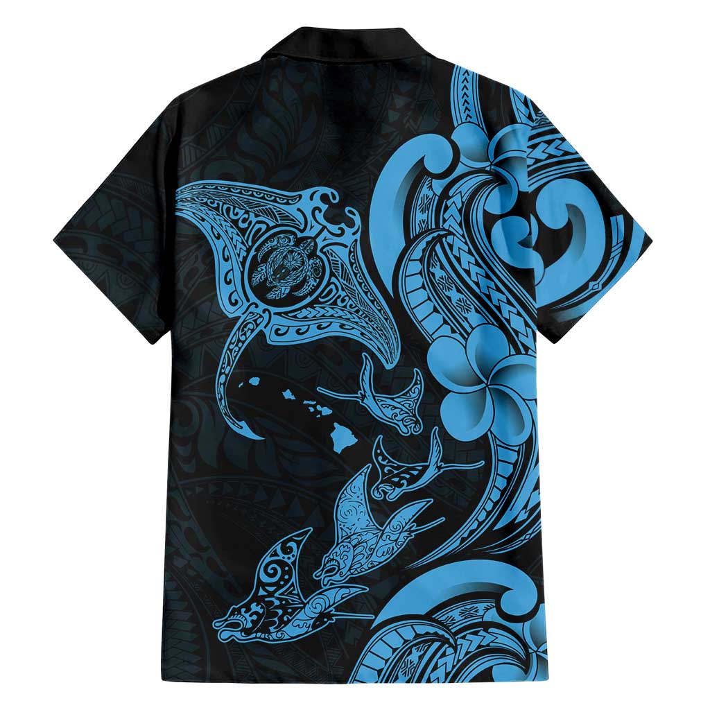 Hawaiian Manta Rays Family Matching Puletasi and Hawaiian Shirt Tribal Hibiscus Polynesian Tattoos Blue Color LT03 - Polynesian Pride