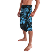 Hawaiian Manta Rays Lavalava Tribal Hibiscus Polynesian Tattoos Blue Color - Polynesian Pride