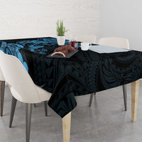 Hawaiian Manta Rays Tablecloth Tribal Hibiscus Polynesian Tattoos Blue Color - Polynesian Pride