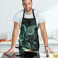 Hawaiian Manta Rays Apron Tribal Hibiscus Polynesian Tattoos Turquoise Color - Polynesian Pride