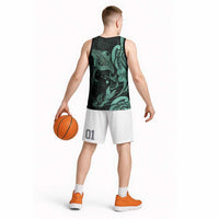 Hawaiian Manta Rays Basketball Jersey Tribal Hibiscus Polynesian Tattoos Turquoise Color - Polynesian Pride