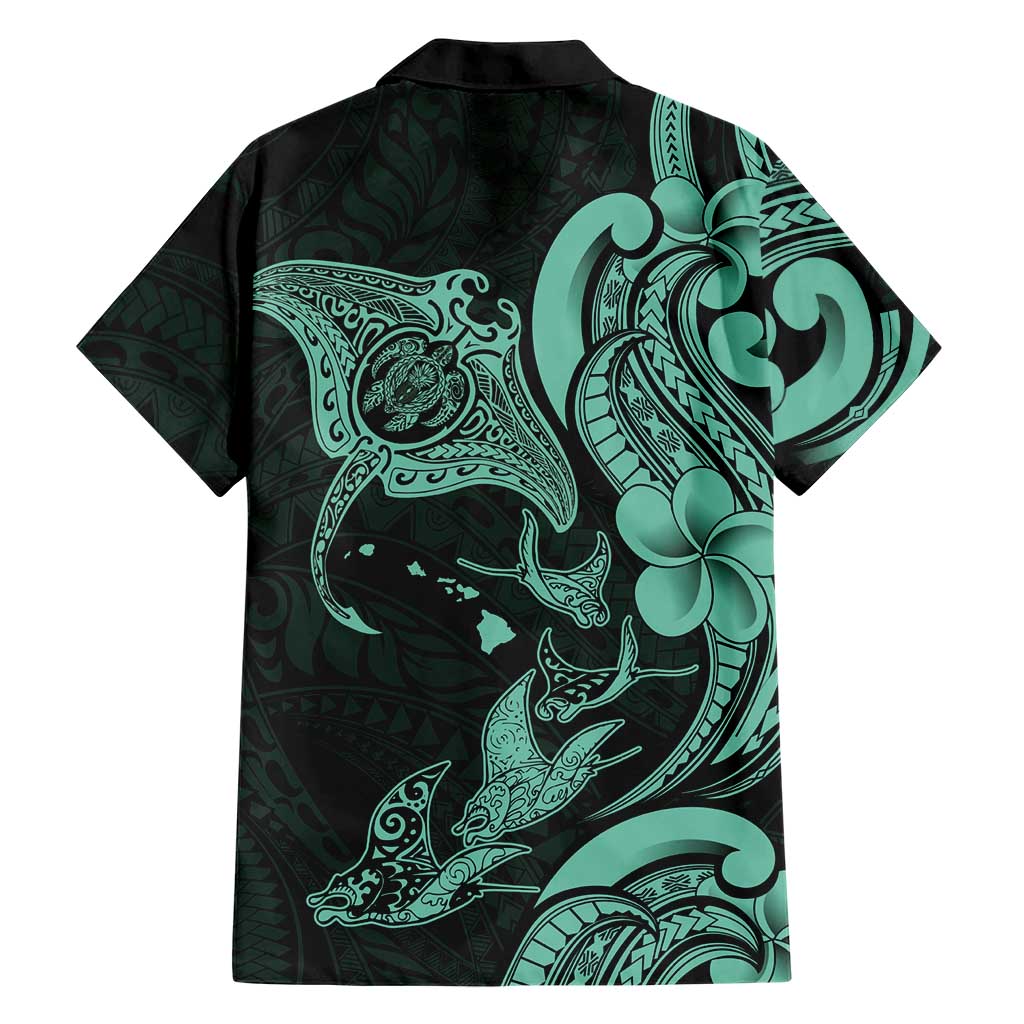 Hawaiian Manta Rays Family Matching Puletasi and Hawaiian Shirt Tribal Hibiscus Polynesian Tattoos Turquoise Color LT03 - Polynesian Pride