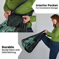 Hawaiian Manta Rays Grocery Bag Tribal Hibiscus Polynesian Tattoos Turquoise Color - Polynesian Pride