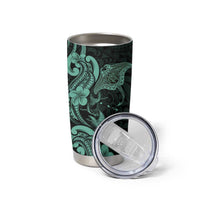 Hawaiian Manta Rays Tumbler Cup Tribal Hibiscus Polynesian Tattoos Turquoise Color - Polynesian Pride