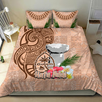 Guam Seal and Latte Stone With Ethnic Tapa Pattern Bedding Set Peach Fuzz Color LT03 - Polynesian Pride