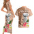 Guam Seal and Latte Stone With Ethnic Tapa Pattern Couples Matching Short Sleeve Bodycon Dress and Hawaiian Shirt Peach Fuzz Color LT03 - Polynesian Pride