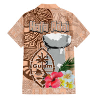 Guam Seal and Latte Stone With Ethnic Tapa Pattern Family Matching Tank Maxi Dress and Hawaiian Shirt Peach Fuzz Color LT03 - Polynesian Pride