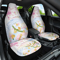 Hawaiian and Japanese Culture Together Car Seat Cover Tribal Motifs with Lei and Japanese Sakura Pattern
