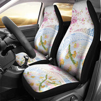 Hawaiian and Japanese Culture Together Car Seat Cover Tribal Motifs with Lei and Japanese Sakura Pattern