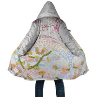 Hawaiian and Japanese Culture Together Cloak Tribal Motifs with Lei and Japanese Sakura Pattern