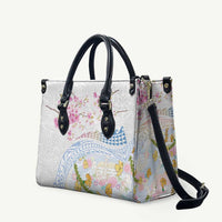 Hawaiian and Japanese Culture Together Leather Bag Tribal Motifs with Lei and Japanese Sakura Pattern LT03 White - Polynesian Pride
