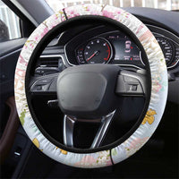 Hawaiian and Japanese Culture Together Steering Wheel Cover Tribal Motifs with Lei and Japanese Sakura Pattern