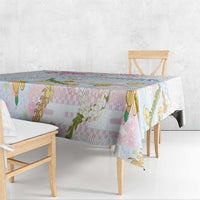 Hawaiian and Japanese Culture Together Tablecloth Tribal Motifs with Lei and Japanese Sakura Pattern LT03 - Polynesian Pride