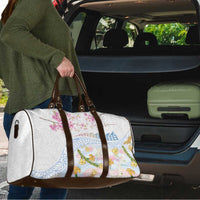 Hawaiian and Japanese Culture Together Travel Bag Tribal Motifs with Lei and Japanese Sakura Pattern