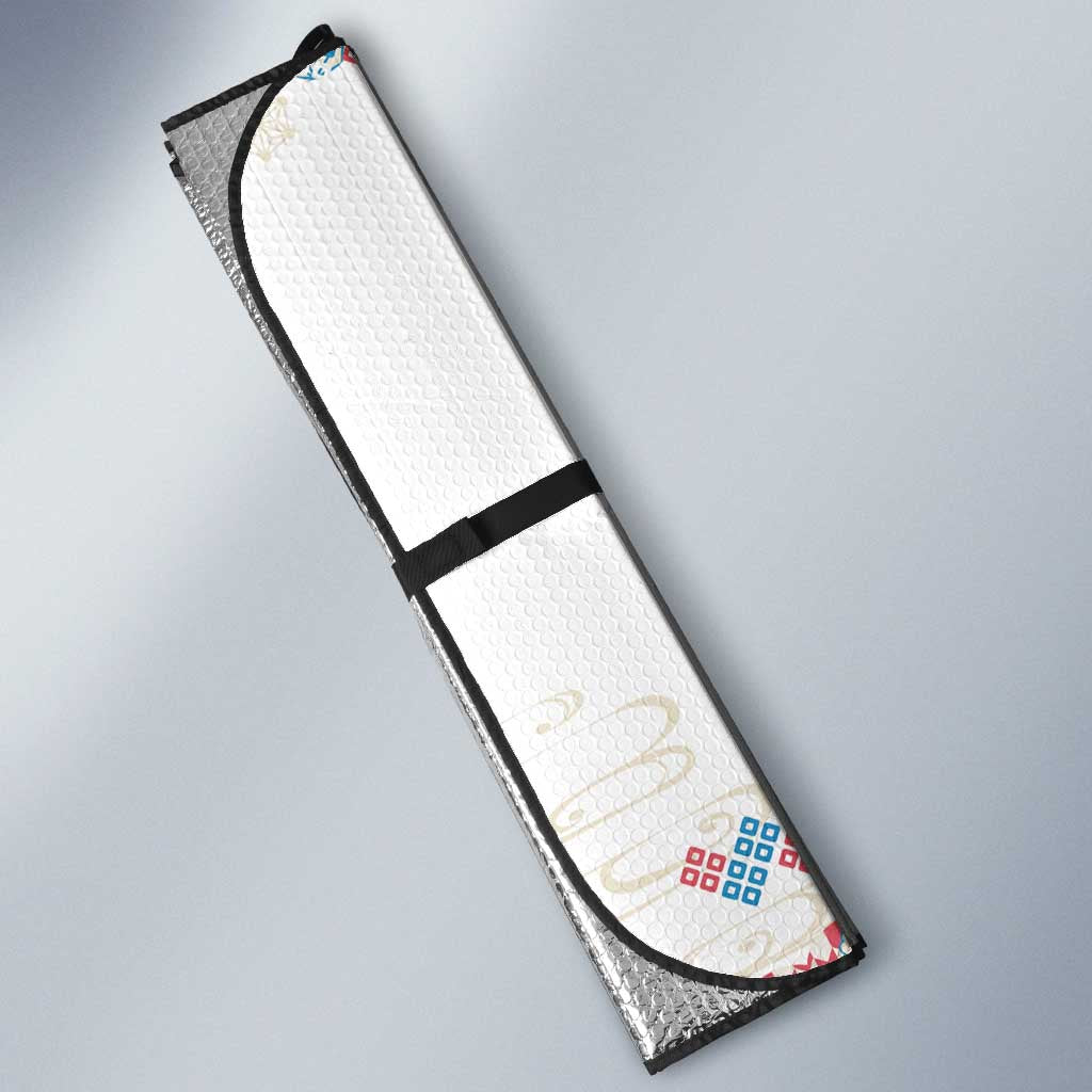 Hawaiian and Japanese Culture Together Auto Sun Shade Tropical Honu with Japanese Elements Blue Color