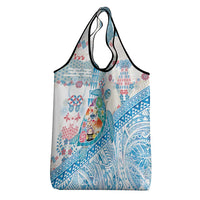 Hawaiian and Japanese Culture Together Grocery Bag Tropical Honu with Japanese Elements Blue Color LT03 - Polynesian Pride