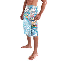 Hawaiian and Japanese Culture Together Lavalava Tropical Honu with Japanese Elements Blue Color