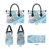 Hawaiian and Japanese Culture Together Leather Bag Tropical Honu with Japanese Elements Blue Color LT03 - Polynesian Pride