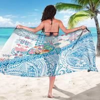 Hawaiian and Japanese Culture Together Sarong Tropical Honu with Japanese Elements Blue Color