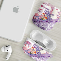 Hawaiian and Japanese Culture Together AirPods Case Tropical Honu with Japanese Elements Purple Color LT03 - Polynesian Pride