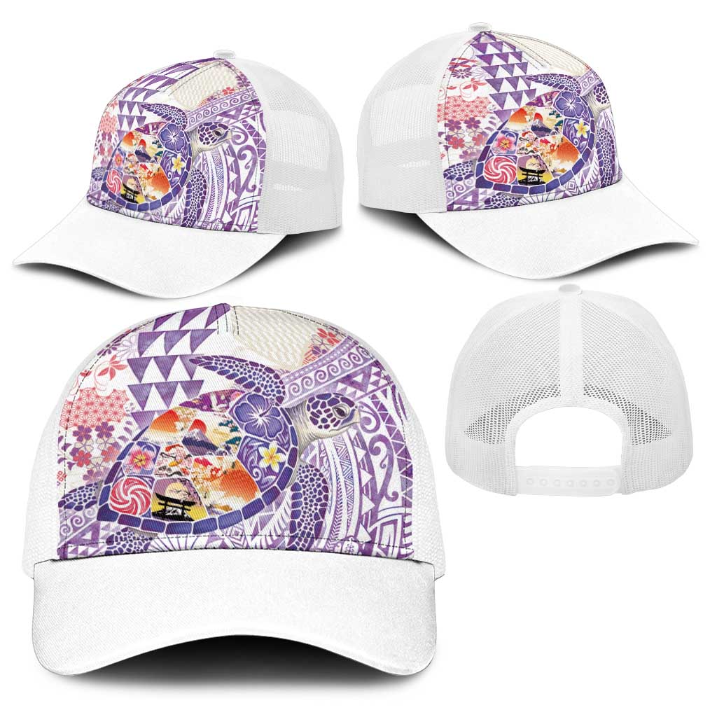 Hawaiian and Japanese Culture Together Baseball Net Cap Tropical Honu with Japanese Elements Purple Color LT03 - Polynesian Pride