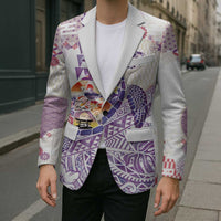 Hawaiian and Japanese Culture Together Blazer Tropical Honu with Japanese Elements Purple Color LT03 - Polynesian Pride