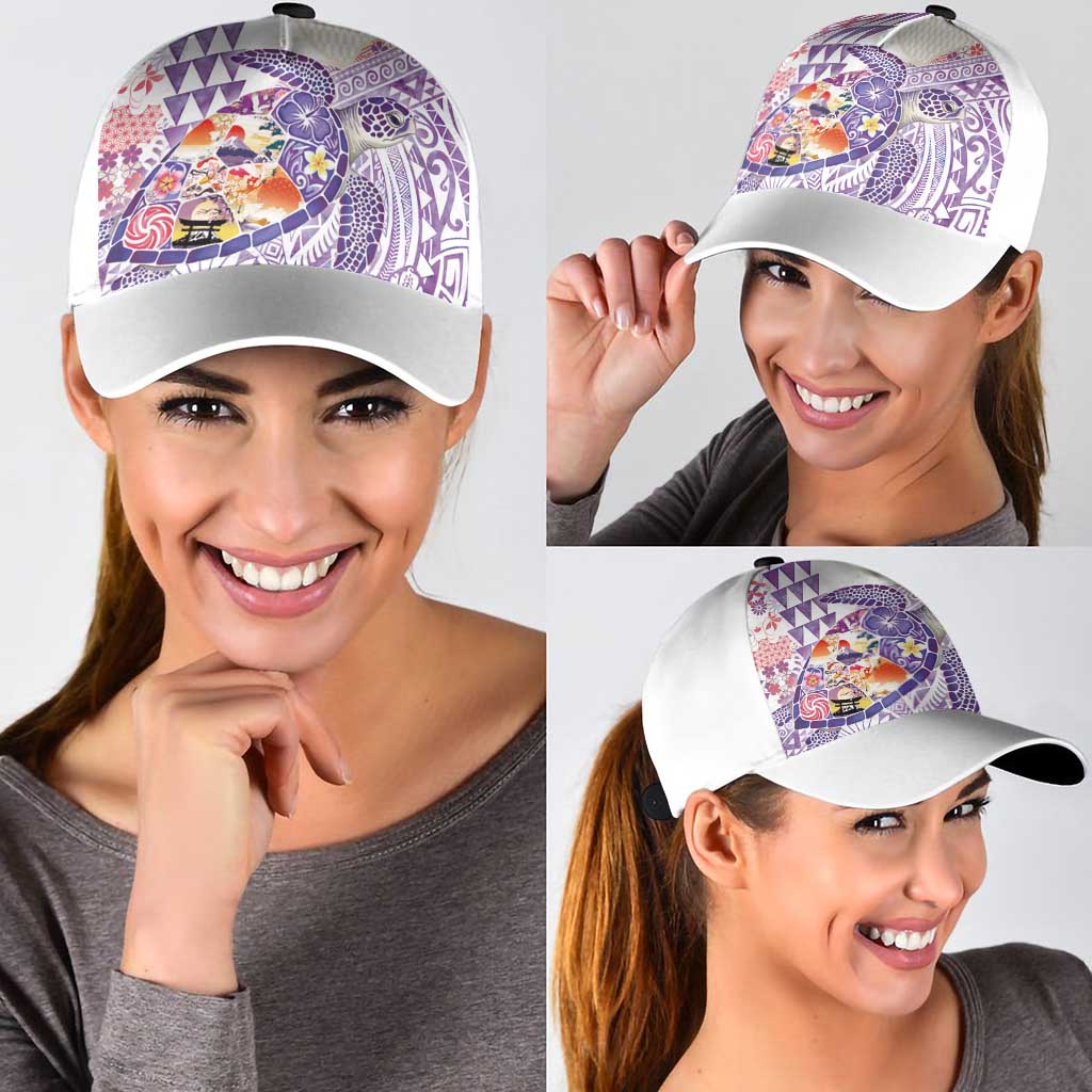 Hawaiian and Japanese Culture Together Classic Cap Tropical Honu with Japanese Elements Purple Color LT03 - Polynesian Pride